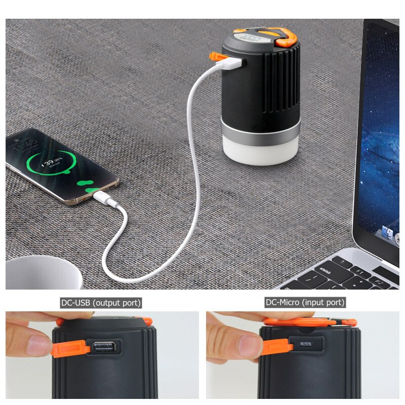 10400 mah campinglampe lanterne fiskeri vandreture 4 mode multifunktion bærbar usb genopladelig powerbank vandtæt lommelygte nødsituation