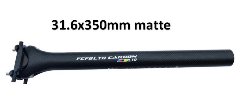 Fcfb ltd carbon sadelpind mountain mtb landevejscykel mat carbon cykel saddelpinde 0 offset mtb dele 27.2/30.8/31.6*350/400mm: 31.6 x 350mm