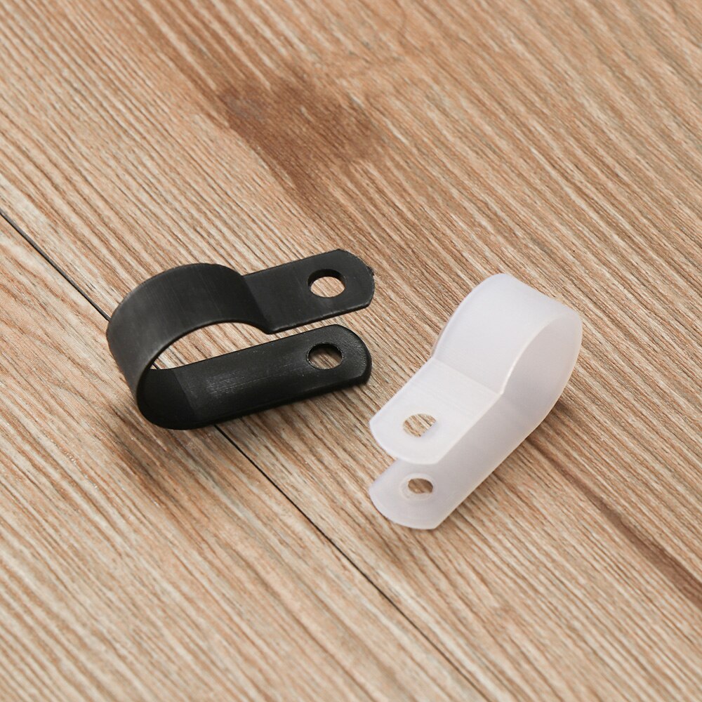 Unids/lote de Clips de plástico P, sujetadores de manguera negros, Cable duradero Tipo R, abrazadera para Cable de nilón, accesorios eléctricos, accesorios de montaje, accesorios eléctricos, 100