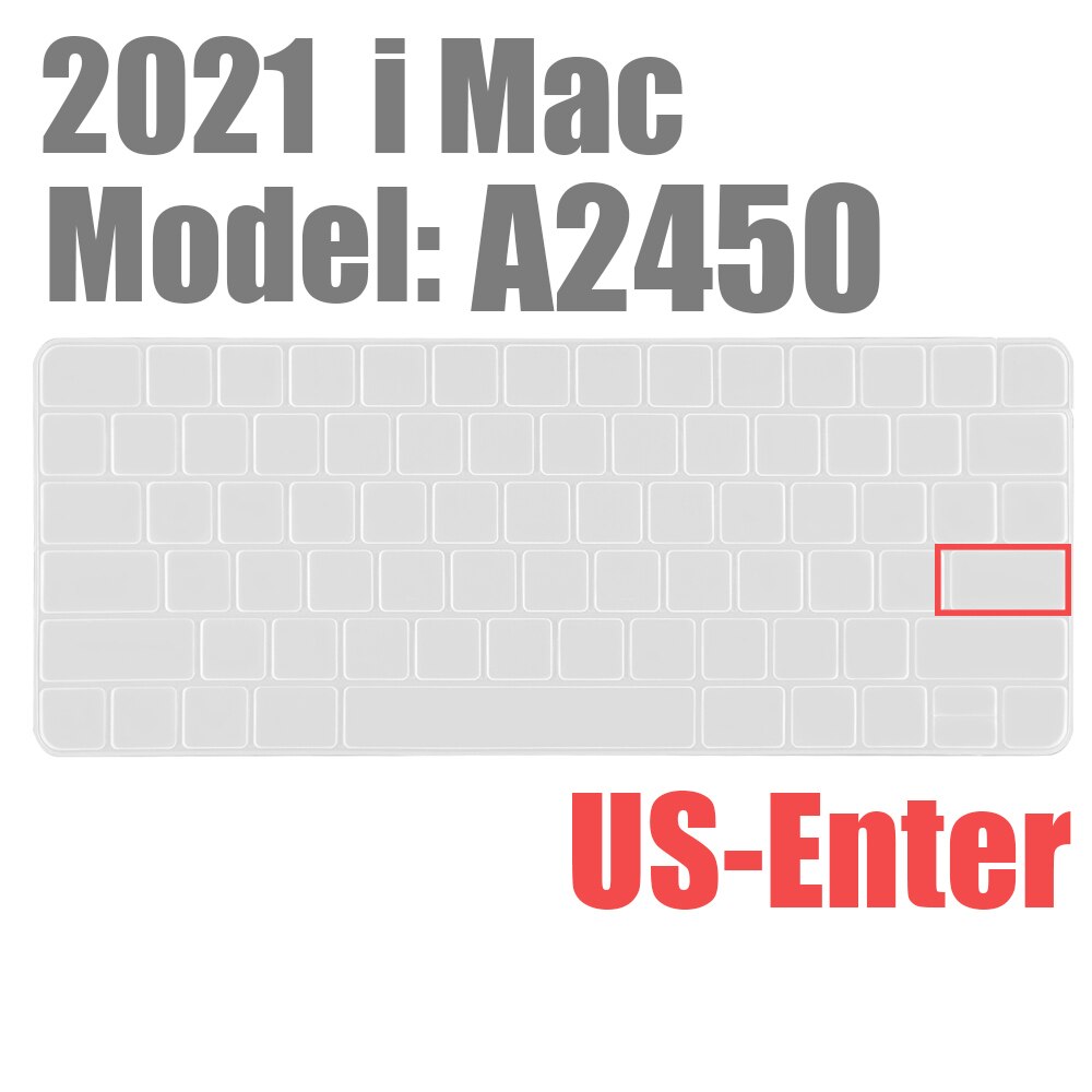 Clavier Apple filaire A2449 A2450 A1243 A1843 MB110LL/B, pour iMac , avec coque de protection en Silicone pour clavier numérique: US-A2450