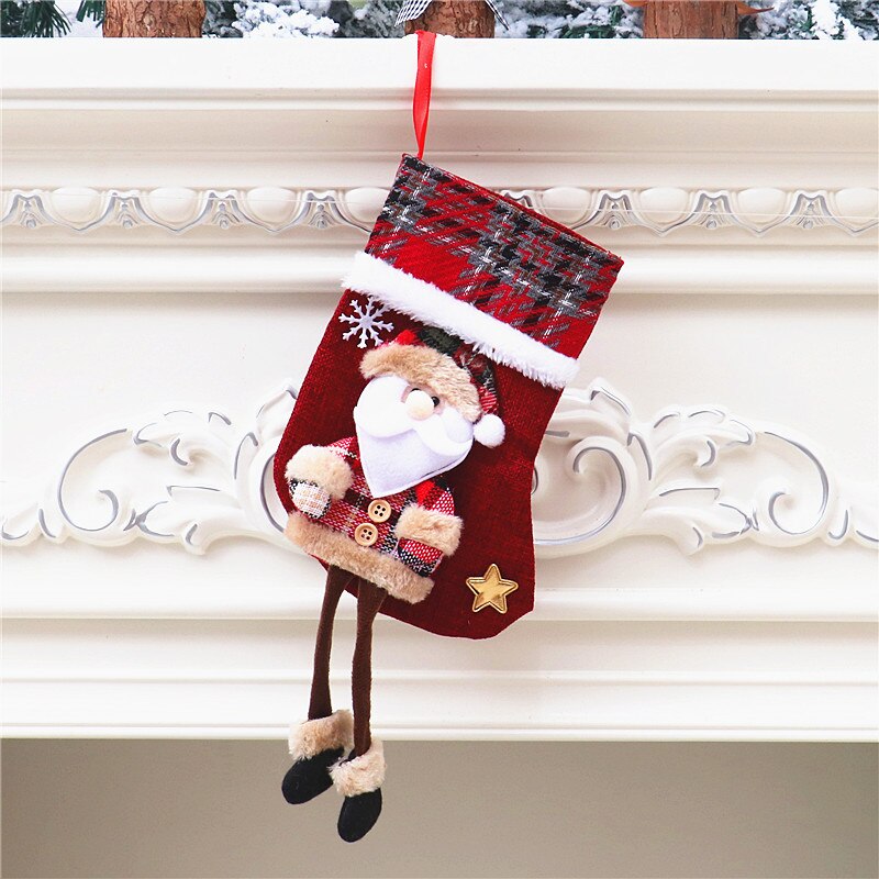 Candy Bag Noel Christmas Bag Kerst Sok Ornamenten Kous Sack Vrolijk Kerstboom Opknoping Decoratie Jaar