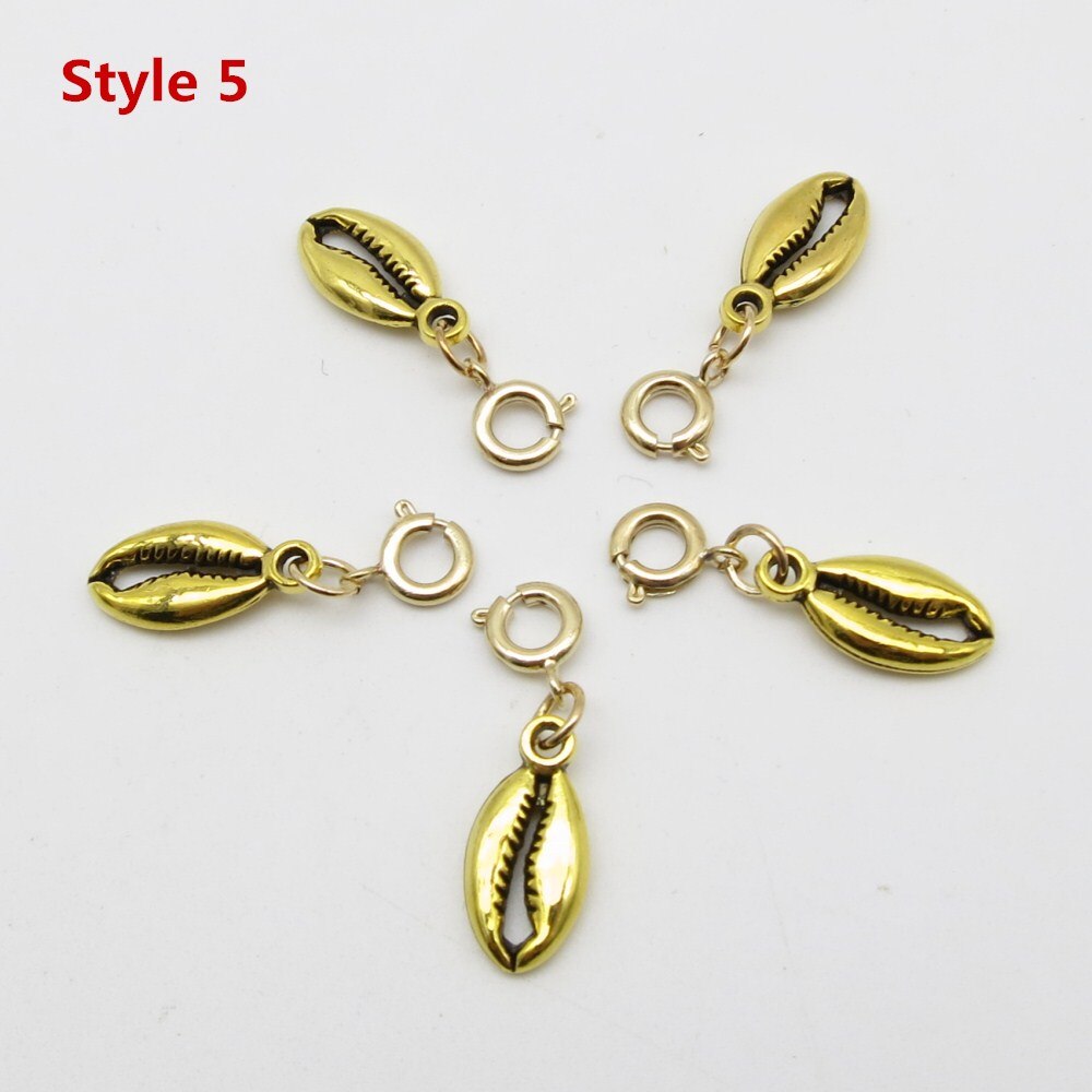 5 stks/pak shell boom DIY Charms haar vlecht dread dreadlock kralen clips manchetten ringen Gouden Sluitingen Sieraden dreadlock accessoires: 5pcs Style 5