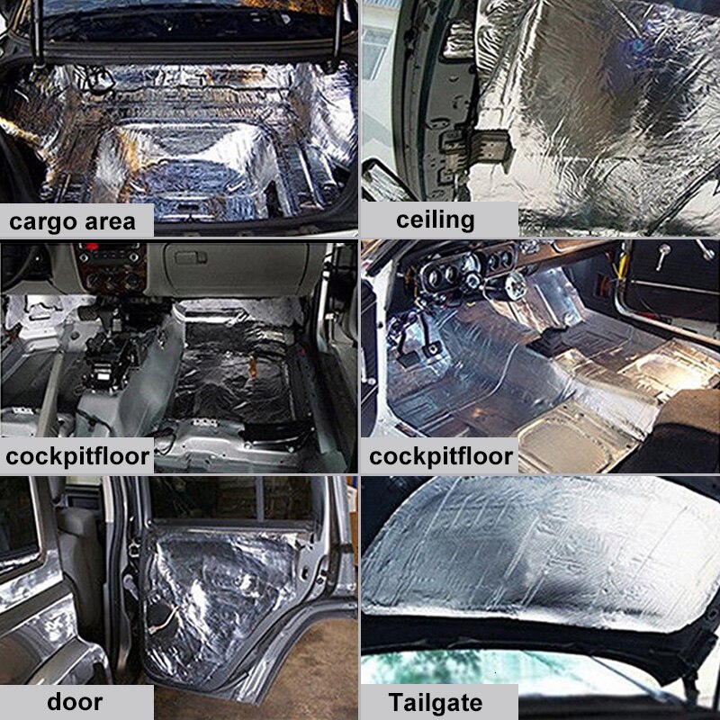 12pcs 50*30cm Car Hood Chassis Firewall Car Heat Shield Insulation Deadening Mat Ideal For Door Roof Floor Hood Chassis Trunk