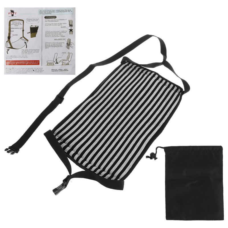 Svarta grå ränder fötter hängmatta bärbar fotstöd inomhus utomhus hushållskontor resor mini relax stativ