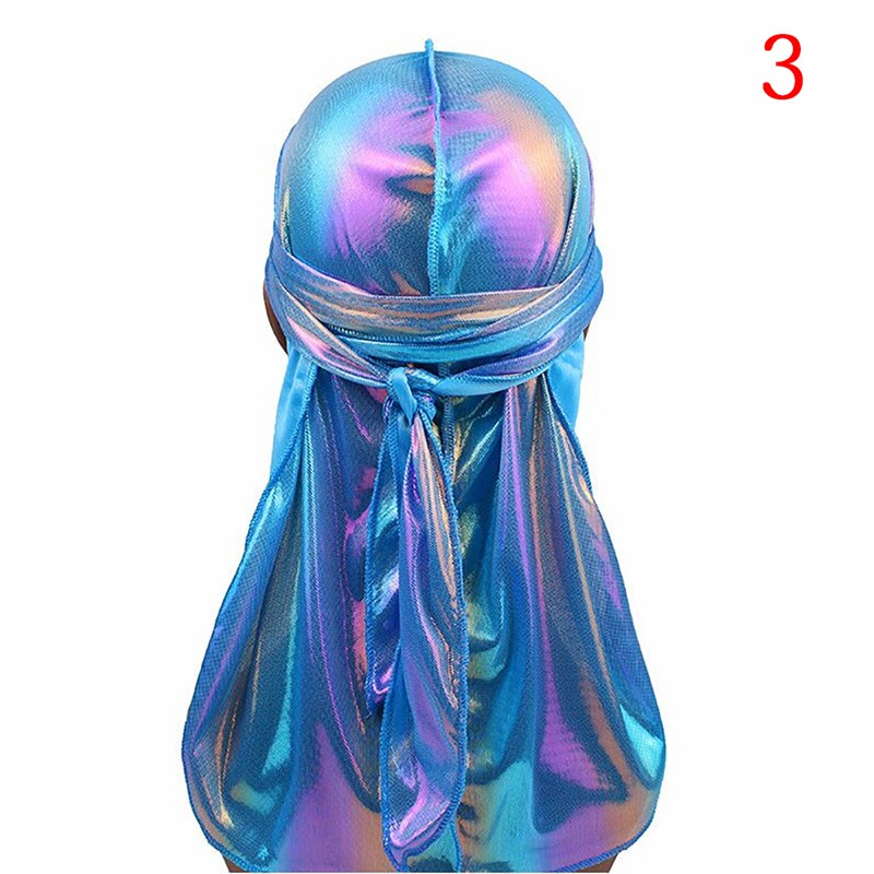 Gorros coloridos y sedosos con ondas para hombre, accesorios para el cabello, pañuelos de turbante para hombre