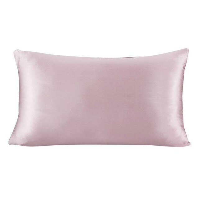 Pudebetræk af Mulberry Silke 19 Momme - Skjult Lynlås - Ensfarvet - Queen/King Størrelse: Lyserød lyserød / 50 x 90cm