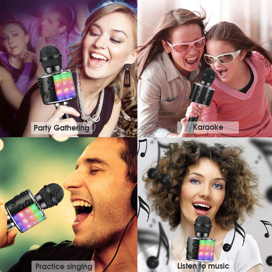 WS858 Senza Fili Bluetooth Microfono karaoke Microfono A Condensatore Professionale Microfono Radio studio di Registrazione Mic con la Luce del portato