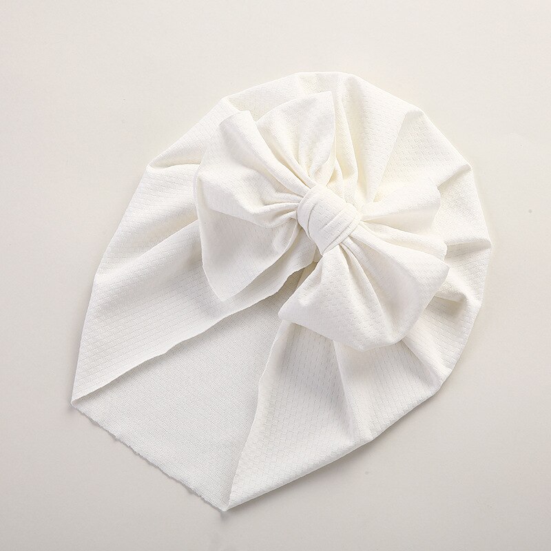 Turbante con lazo para bebé recién nacido, sombrero elástico suave para niña, banda para el pelo, accesorios para el cabello para niño pequeño: 7 White