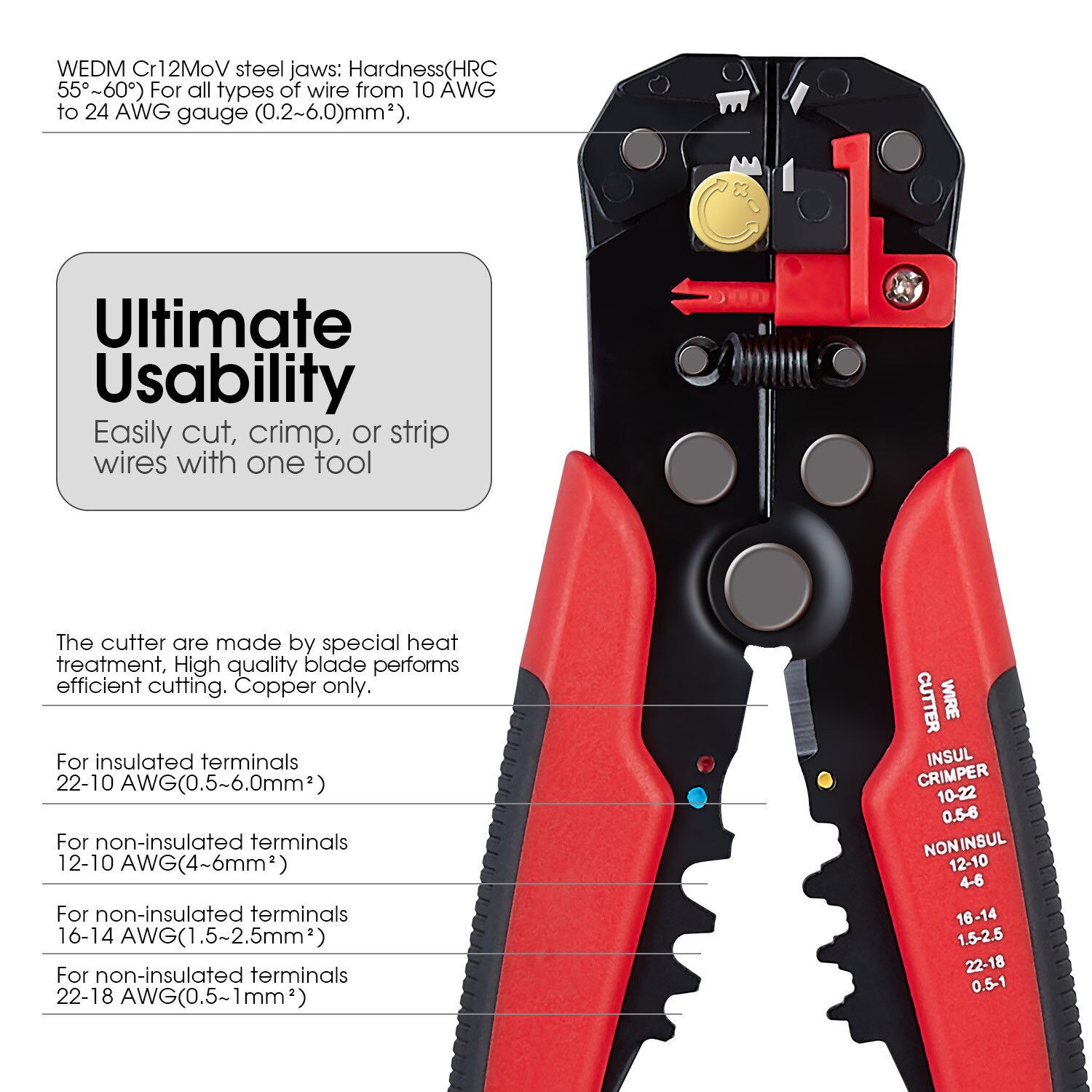 Multifunctional Automatic Wire Stripper Cable Stripping Toosl Crimping Pliers Terminal 8 Inch Electrician Wire Pulling Pliers