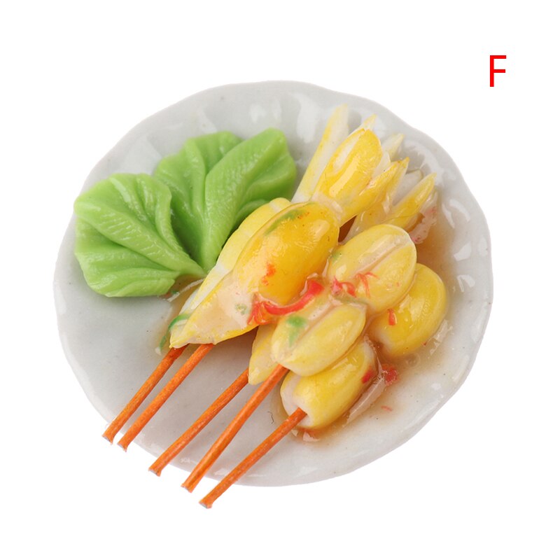 1:12 Accessori casa delle bambole In Miniatura di Simulazione Barbecue Piatto di Decorazione Piatto Mini Barbecue Kebab Vassoio: 6