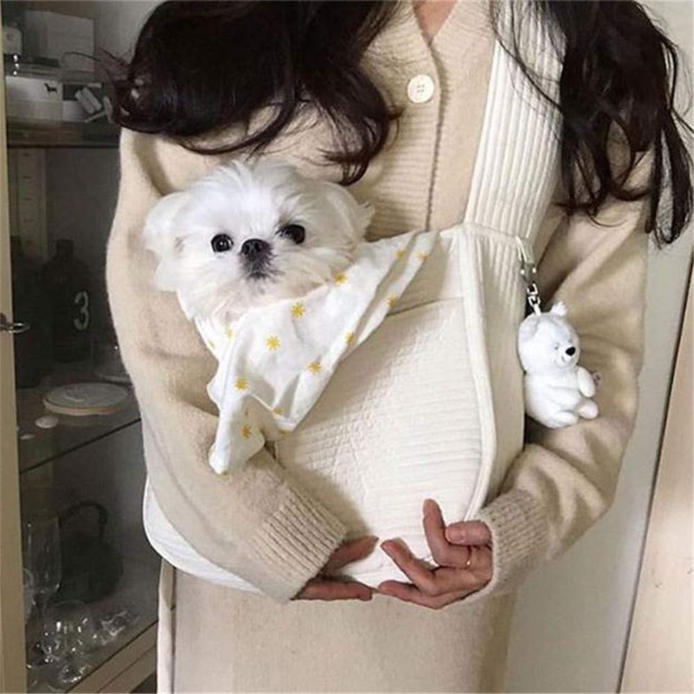 Handmade Pet Dog Carrier Outdoor Travel Handbag Canvas Single Shoulder Bag Sling Comfort Travel Breathable