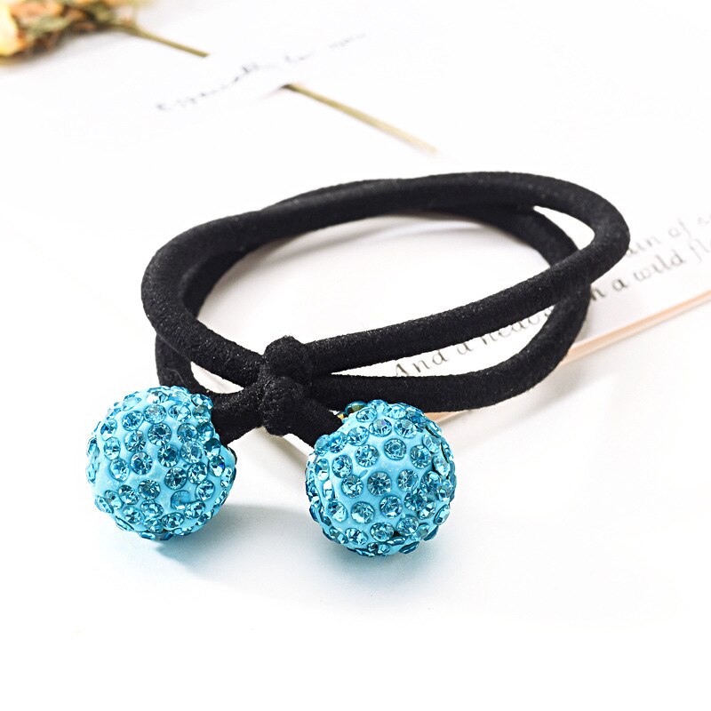 Elástico de cabelo para mulheres, acessórios femininos de cabelo de alta qualidade com strass, para rabo de cavalo: light  blue