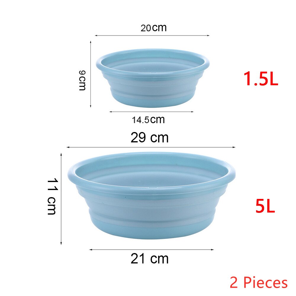 Multi-purpose Folding Wash Basin Portable Travel Hiking Camping Picnic Cleaning Tool Lightweight Hanging Collapsible Laundry Tub: 1.5L 5L Blue