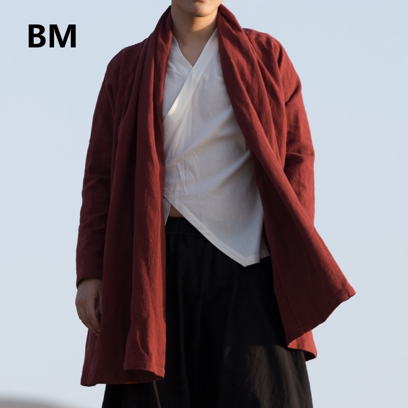 Traje chino de estilo antiguo Hanfu para hombre, ropa de algodón y lino, capa, ropa Retro, Zen, vestido de ,