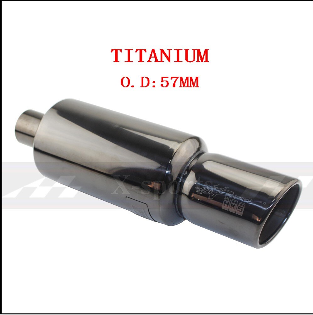 Car Motorbike Exhaust System Exhaust Pipe Muffler Tip Universal Stainless Steel ID 51MM 57MM 63MM Outlet 89mm Silencer Tail Pipe: TITANIUM  57MM