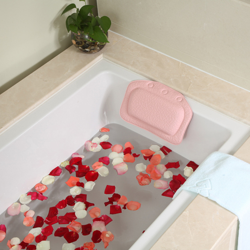 Cuscino da bagno impermeabile per vasca da bagno cuscini antiscivolo con ventose cuscino da bagno terme rilassante morbido accessori per il bagno di casa: rosa