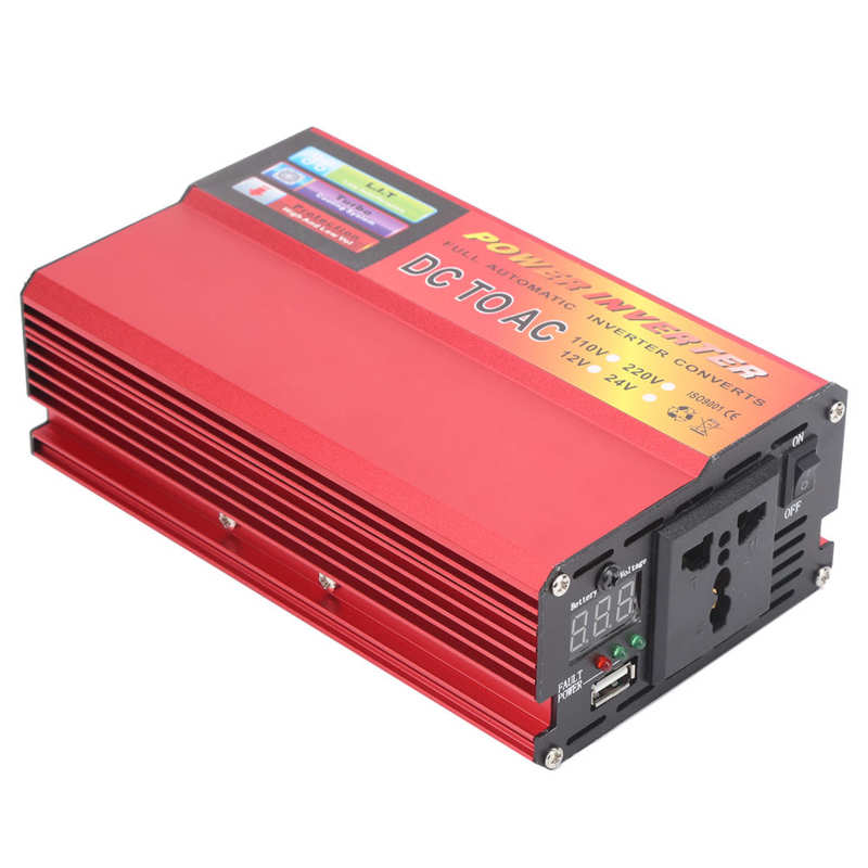 Inversor de coche inteligente, accesorios automotriz, 800W, 24V de CC a 220V de CA, convertidor de pantalla Digital sinusoidal modificada