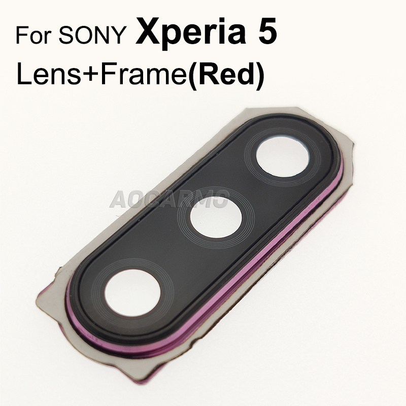 Aocarmo Achter Back Camera Lens Len Glas Met Metalen Frame Ring Lijm Voor Sony Xperia 5 X5 J8210 J9210 5II ii SO-52A SOG02: X5 Len Frame Red