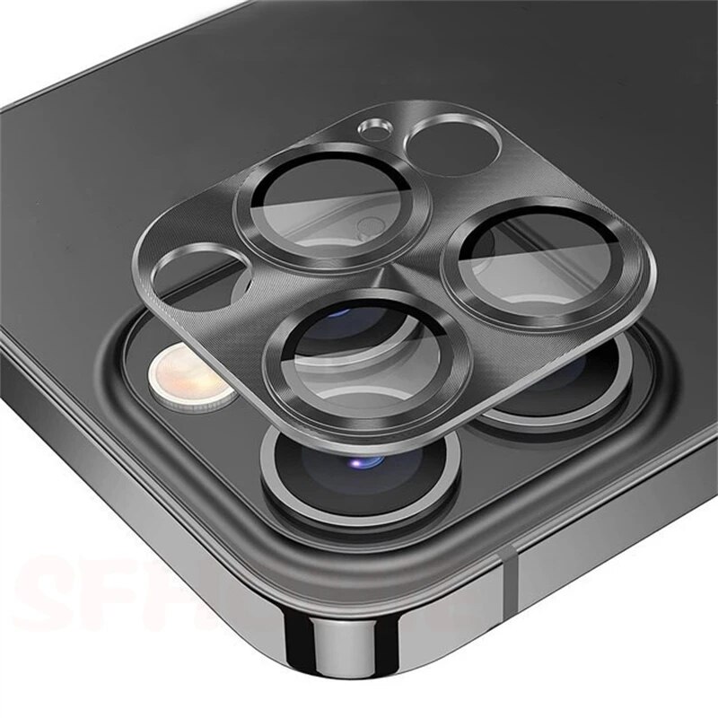 Camera Lens Protector voor iPhone 11 15 14 12 13 Pro Max Titanium Metalen Camera Cover Scherm Metaal Glas Voor iPhone 14 15 Pro MAX: Black / Bundle1