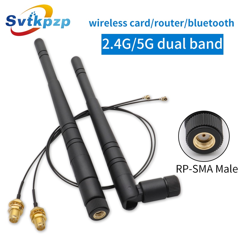 Dual Band 2.4G 5G WiFi Antenne RP-SMA Mannelijke 8dBi Antenne Router 2.4ghz Antennes met 20cm PCI u. FL IPX naar SMA MALE Pigtail Kabel