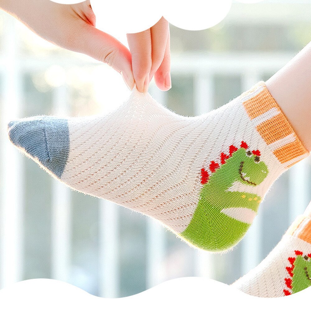 Wecute 5 paia di calzini estivi per bambini per 3-12 anni ragazzi ragazze calzini traspiranti in Mesh comodi modelli in morbido cotone