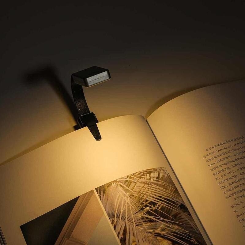 Leseklemme lys på bok svart usb oppladbar fleksibel ledet øyebeskyttelse lesenattlys mini bærbar studentlampe