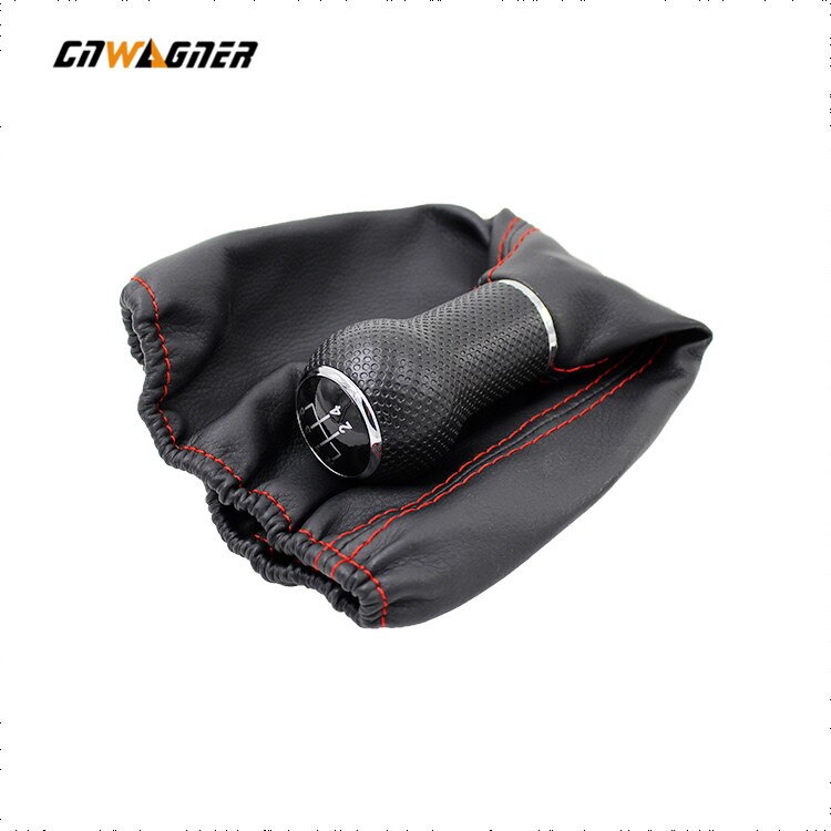 Pour Golf 3 MK3 noir argent capuchon 5 et 6 vitesses 12mm rouge couture bâton boutons de changement de vitesse bouton de changement de vitesse de voiture Gaitor botte couverture: Black Cap 5 Gear