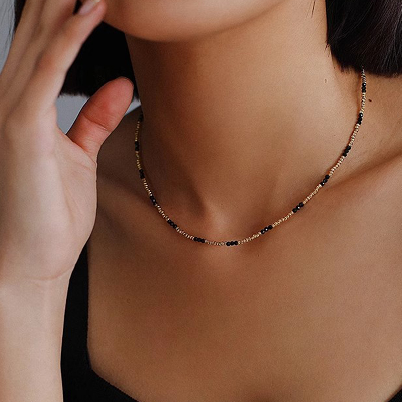 Cadena de cuentas de Color dorado hecha a mano bohemia, collares de , colgante de perlas, joyería para vacaciones en la playa para mujer, accesorios N0374: Oro oscuro