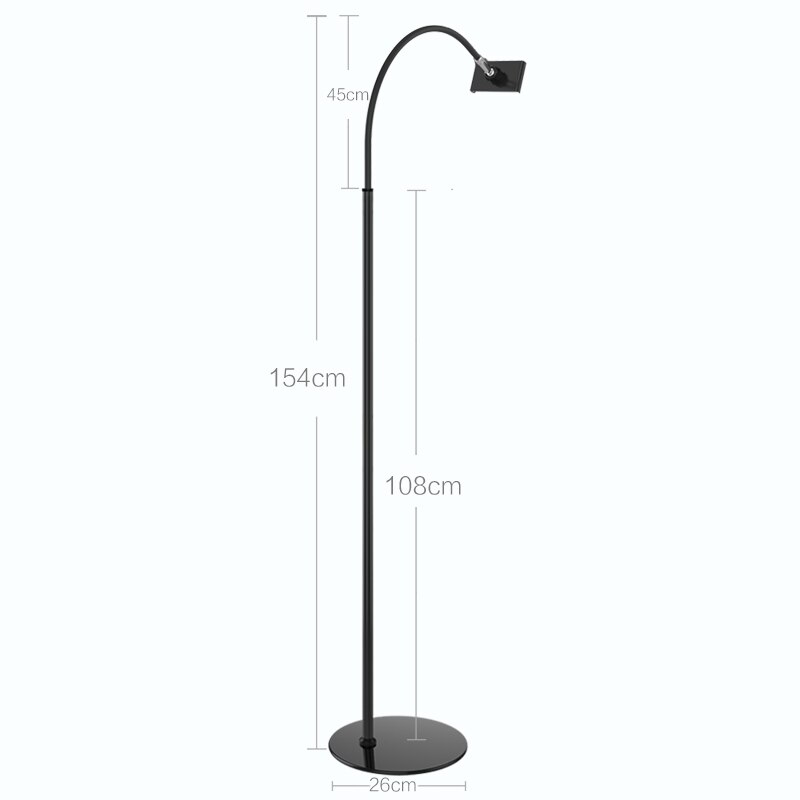 Adjustable Tablet Floor Stand holder Flexible Gooseneck Stable Base Treadmill 4.6-11 Inch Tablet Phone holder for Ipad air pro: Black