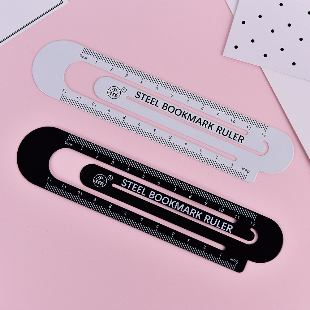 12cm Steel Ruler Metal Ruler Metal Bookmarks School Supplies Drawing Supplies Color Randomly 1pcs