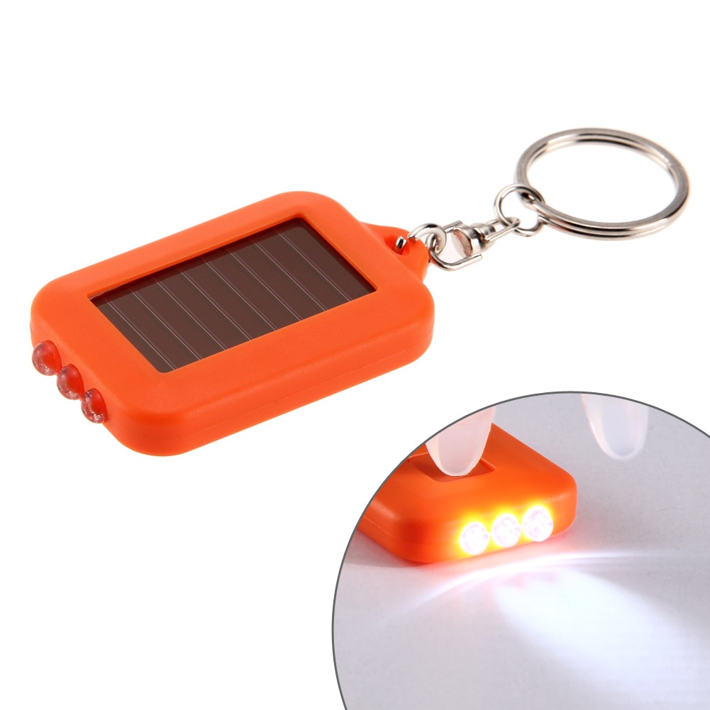 3 LEDs Solar Panel electric torch key chain flashlight Camping Lamp Rechargeable Spotlight Power Energy 100000 Hours 60X35X10CM: Orange