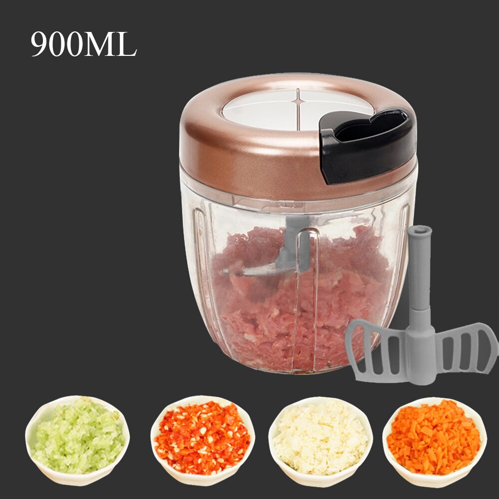 manuel hachoir à légumes Cutter tirer chaîne alimentaire hachoir mélangeur processeur carotte pomme de terre râpe hachoir à viande cuisine Gadget: Gold-900ML