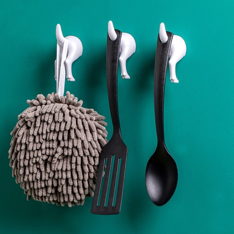 Gxma 4 Stuks Nordic Stijl Leuke Plastic Hond Staart Haken Met Schroeven Plakband Muur Gemonteerde Sleutel Hanger Hoed Jas muur Haak Thuis