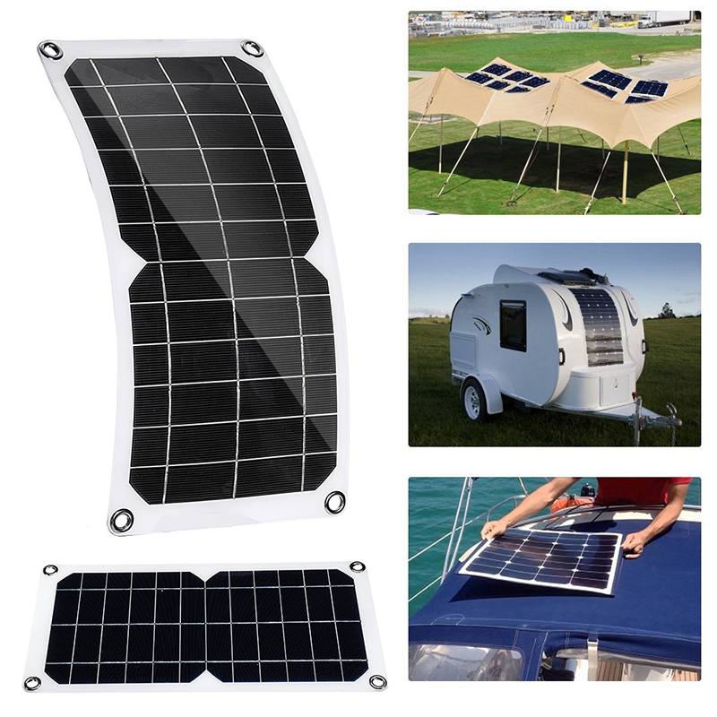 50w solpanel dobbelt usb 12v/5v fleksibel soloplader til bil rv båd batterioplader vandtæt
