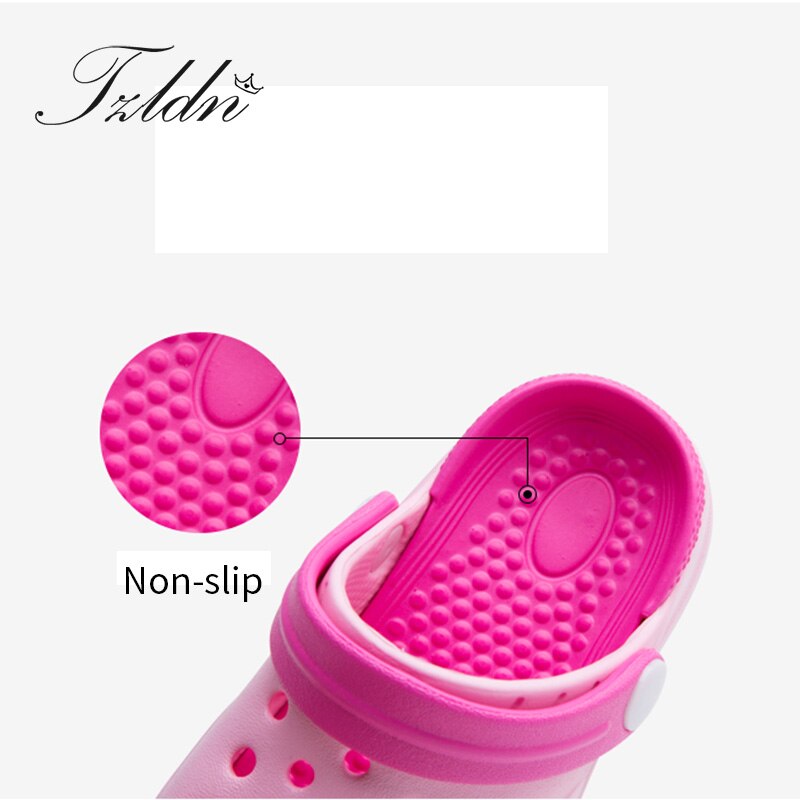 TZLDN Girls Boys Clogs Garden Shoes Summer Hollow Children Slippers Contrast Color Kids Beach Sandals EVA Eco-friendly Shoes