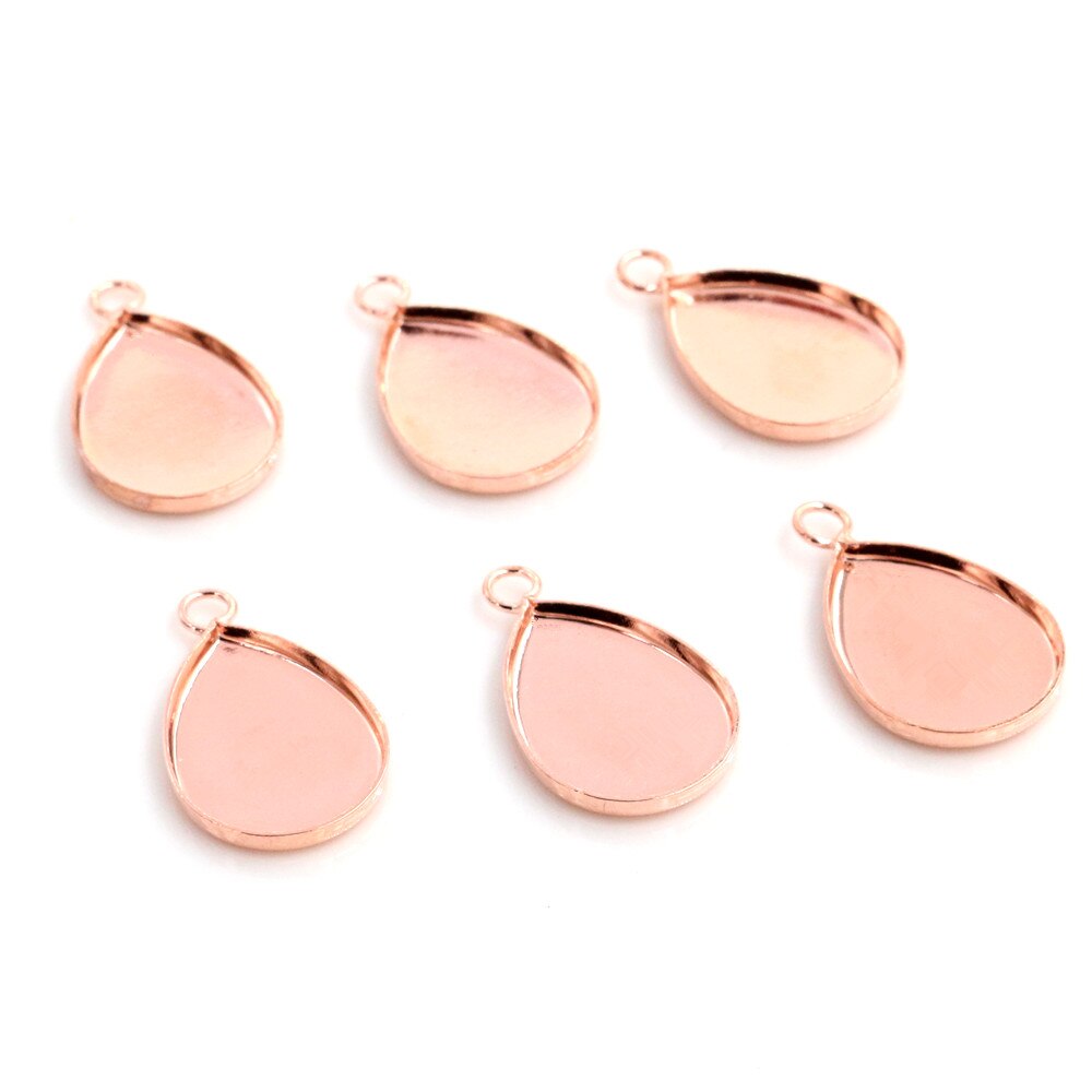 20pcs 13x18mm Tamanho Interno 4 Cores Banhado A Gota Estilo Encantos de Bronze Cameo Cabochão Base de dados de Configuração Pingente achados colar