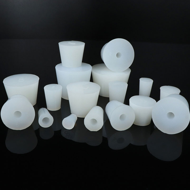 Silicone Stoppers With Hole Conical Rubber Plugs Test Tube Stoppers For Laboratory Triangular Flasks Plugging Holes
