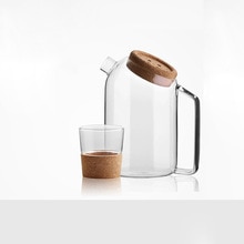 Stor kapacitet glas kedel vand kop sæt kork anti varmebestandig juice mælkepotte med håndtag tekande køkkenredskaber