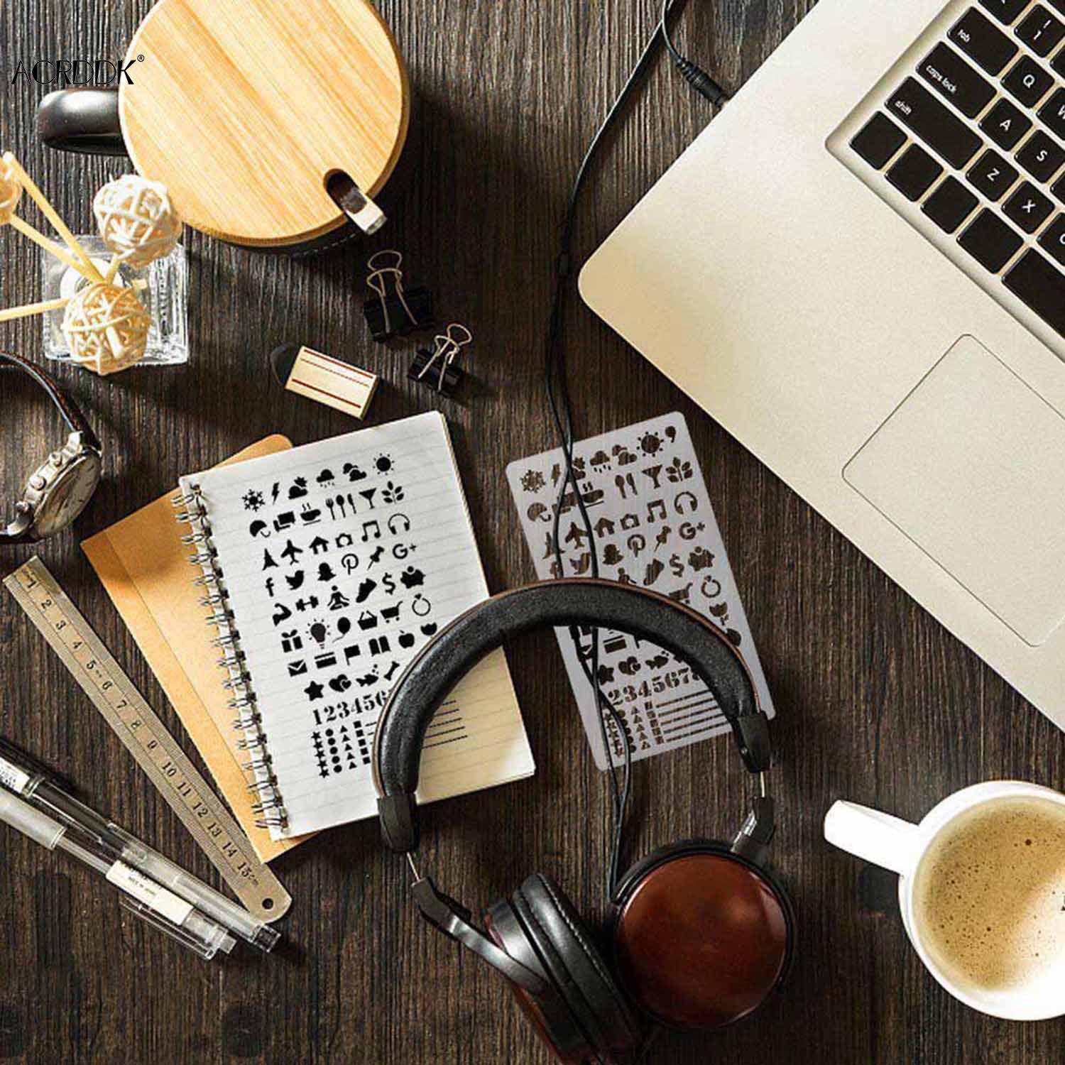 12/20 Pcs Bullet Journal Stencil Set Plastic Planner DIY Drawing Template for Diary Notebook Scrapbook FC