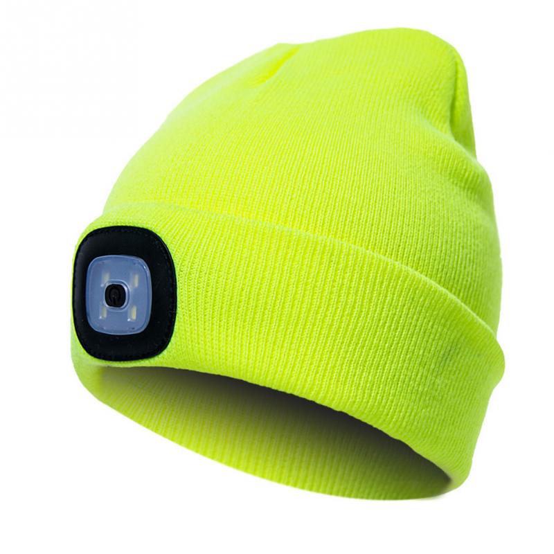 Unisex syksy talvi led valaistu lippalakki lämpimät pipot ulkokalastus juoksu pipo hattu flash miehet naiset retkeily kiipeilylakit: Keltainen