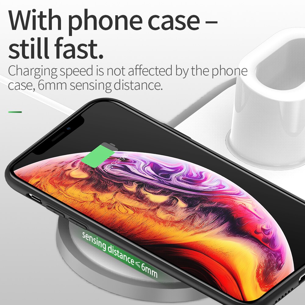 HOCO 3in1 Qi Wireless Charger Pad for i Phone 11 pro X XS Max XR for A pple Watch 4 3 2 Airpods 10W Fast Charge For Sam sung S10