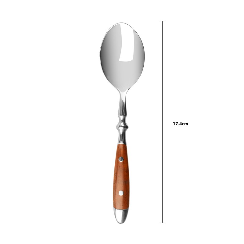 Steak Messen Vork Lepel Houten Handvat Laguiole Stijl Bestek Roestvrij Stalen Bestek Diner: Teaspoon