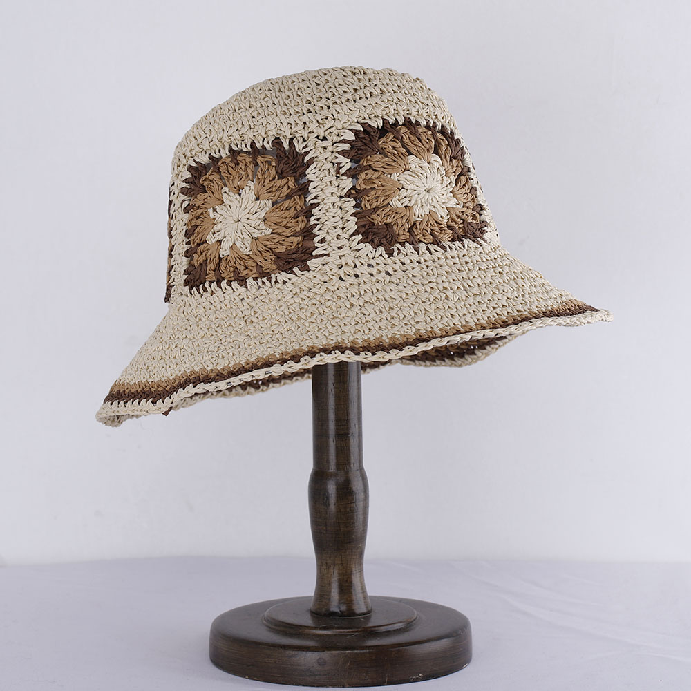 Chapeaux de paille pour femmes ajourés chapeau au crochet chapeau seau Protection UV pare-soleil chapeau de plage femmes visières dames chapeau femmes chapeau d'été casquette