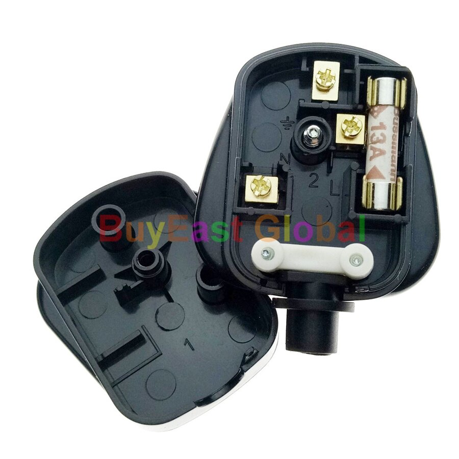 (1 PC) UK, Ireland, Malaysia, Singapore, Rewireable Main Power Plug BS1362 13A Fused Black Color
