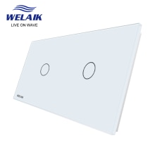 Welaik Eu 2Frame 151*80Mm 1Gang Led Licht Muur Touch Switch White Crystal Gehard Glas Panel alleen Diy Onderdelen A2911W1