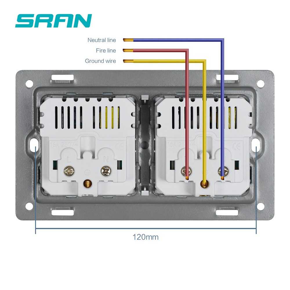 16A French Multi Way Power Socket Plug Grounded Electrical Socket with usb outlet strip 146 Aluminum alloy panel family hotel