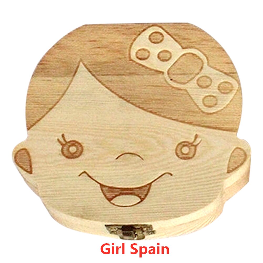 Wooden Baby Wooden Baby Teeth Box Kids Tooth Storage Box Teeth Umbilical Lanugo Organizer Milk Teeth Collect Keepsakes Save: Girl Spain