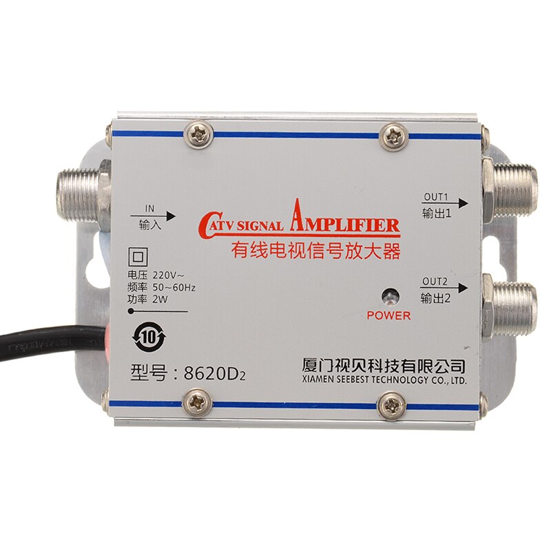 220V 2 Way CATV Cable TV Signal Amplifier 45-860 MHz AMP Antenna Booster Splitter Set Broadband Home TV Equipment