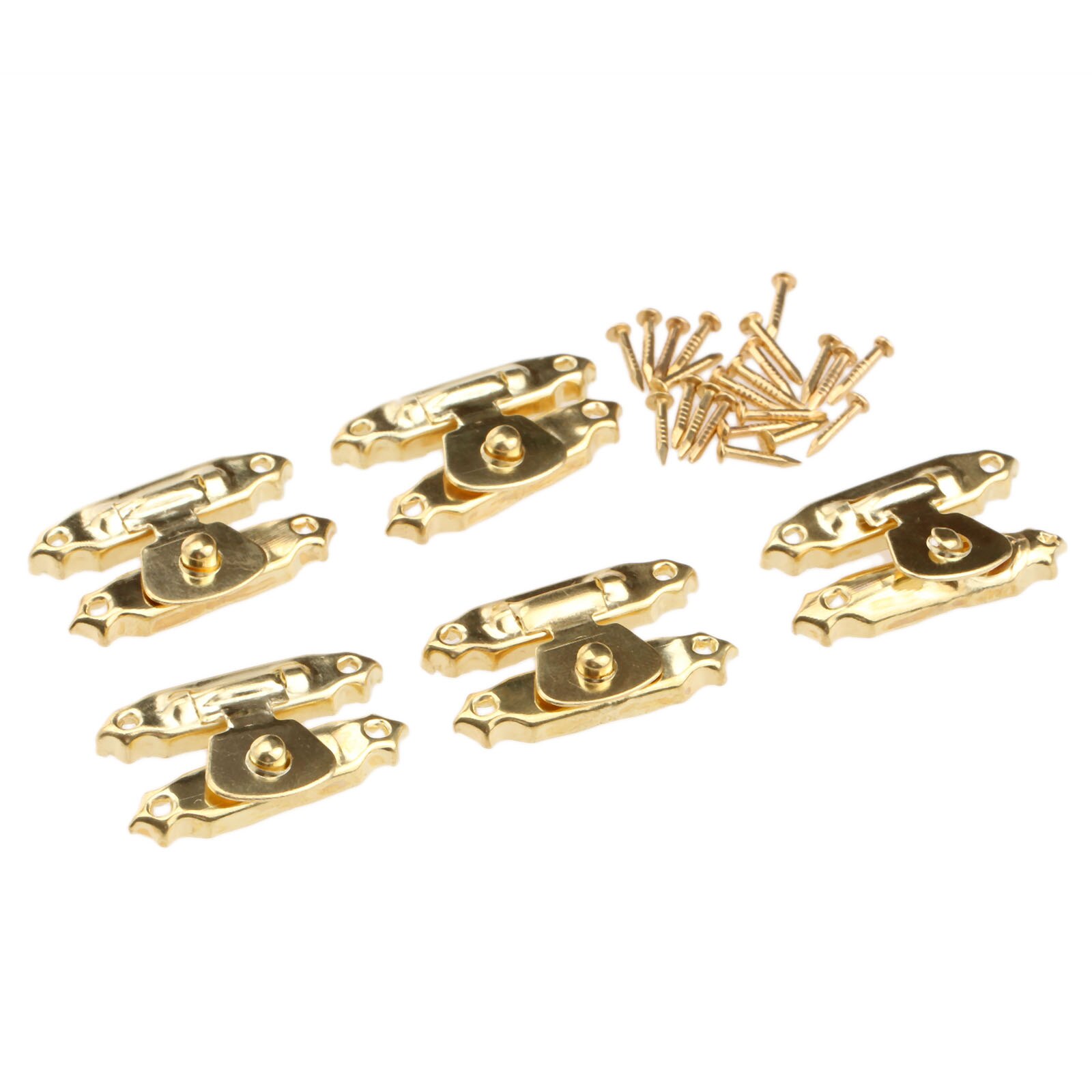 5pcs Antique Bronze Gold Box Hasps Lock Catch Latches for Jewelry Chest Box Suitcase Buckle Clip: Gold