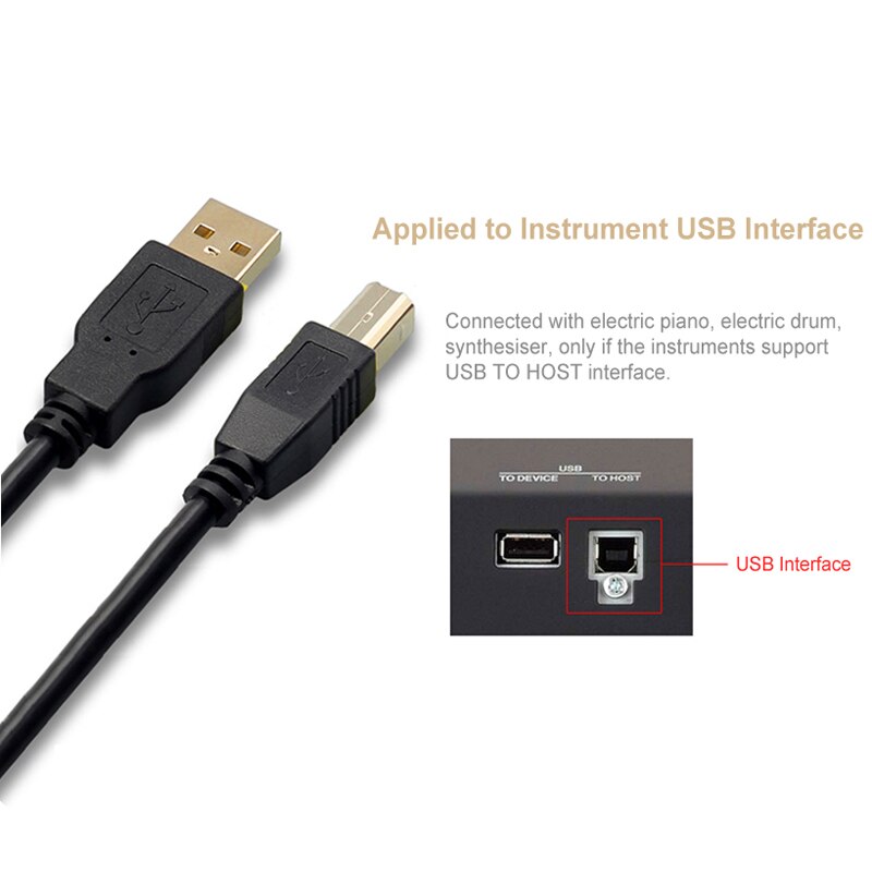 USB A to USB B Printer Cable Male to Male Cable for Electric Musical Instruments MIDI Keyboard Microphone Mixer Speaker Monitor